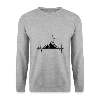 Berge puls herzschlag herz - Unisex Pullover - Weißgrau meliert - Vorne - Alina (178cm) & Michal (187cm)