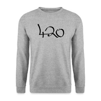 420 Graffiti - Unisex Pullover - Weißgrau meliert - Vorne - Alina (178cm) & Michal (187cm)