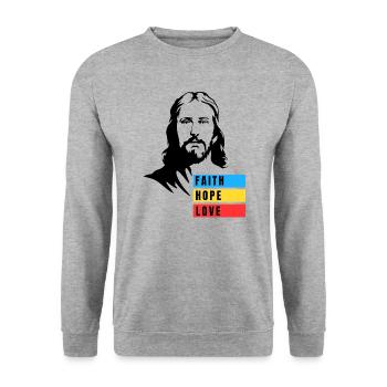 FAITH HOPE LOVE - Unisex Sweatshirt - salt & pepper - Front - Alina (178cm) & Michal (187cm)