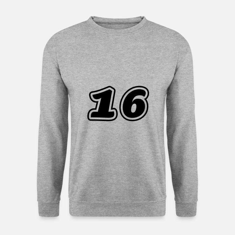 16 Zahl symbol - Unisex Pullover - Weißgrau meliert