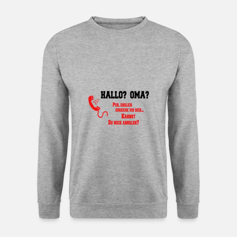 Hallo Oma? Kannst du mich abholen? - Unisex Pullover - Weißgrau meliert