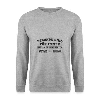 Freunde sind für immer nah an meinem Herzen - Unisex Pullover - Weißgrau meliert - Vorne - Alina (178cm) & Michal (187cm)