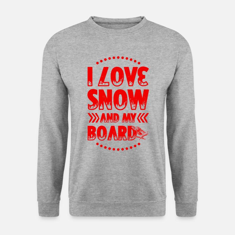 I love Snowboarding - Unisex Pullover - Weißgrau meliert