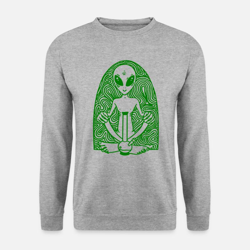Alien 4:20 Hochleben - Unisex Pullover - Weißgrau meliert