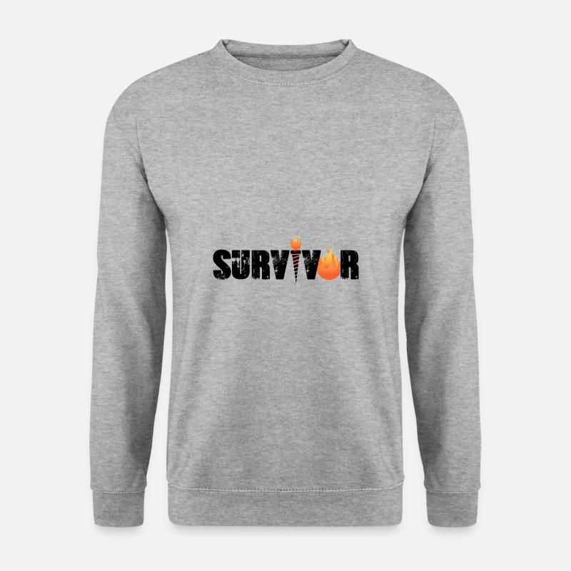 Survivor mit Flamme - Unisex Pullover - Weißgrau meliert