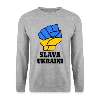 Slava ukraini - Unisex Sweatshirt - salt & pepper - Front - Alina (178cm) & Michal (187cm)