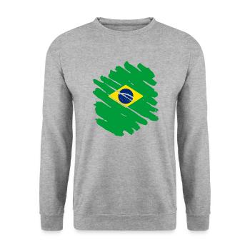 Brasilien Flagge Brasilianische Fahne Südamerika - Unisex Pullover - Weißgrau meliert - Vorne - Alina (178cm) & Michal (187cm)