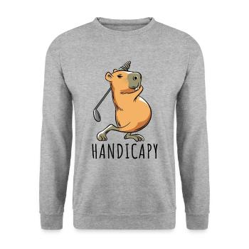Capybara Golf Handicap - Handicapy - Unisex Pullover - Weißgrau meliert - Vorne - Alina (178cm) & Michal (187cm)