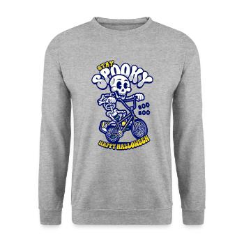 Halloween Skeleton Rides Bmx Bike - Unisex Sweatshirt - salt & pepper - Front - Alina (178cm) & Michal (187cm)