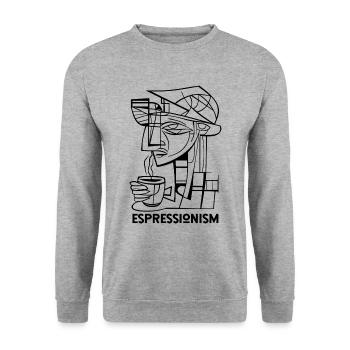 Espressionnisme - Espresso - Boire du café - Sweat-shirt Unisexe - gris chiné - Devant - Alina (178cm) & Michal (187cm)