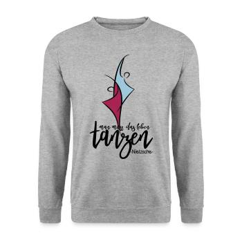 Il faut danser la vie Nietzsche joie de vivre - Sweat-shirt Unisexe - gris chiné - Devant - Alina (178cm) & Michal (187cm)