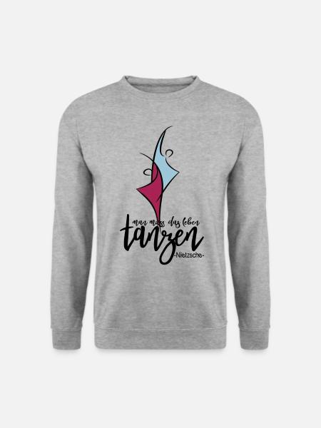 Man muss das Leben tanzen Nietzsche Lebensfreude - Unisex Pullover - Weißgrau meliert