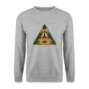 Adventure camping trip travel nature mountains - Unisex Pullover - Weißgrau meliert - Vorne - Alina (178cm) & Michal (187cm)