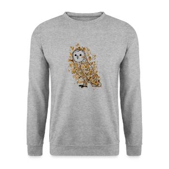 Owll GeomeTRIX bunt - Unisex Pullover - Weißgrau meliert - Vorne - Alina (178cm) & Michal (187cm)