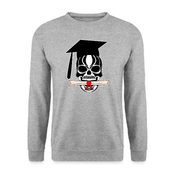 Conclusion sur le crâne et les os croisés - Sweat-shirt Unisexe - gris chiné - Devant - Alina (178cm) & Michal (187cm)