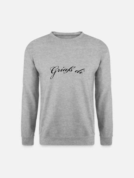 Griaß di - Allgäuer Design - Hallo - Unisex Pullover - Weißgrau meliert