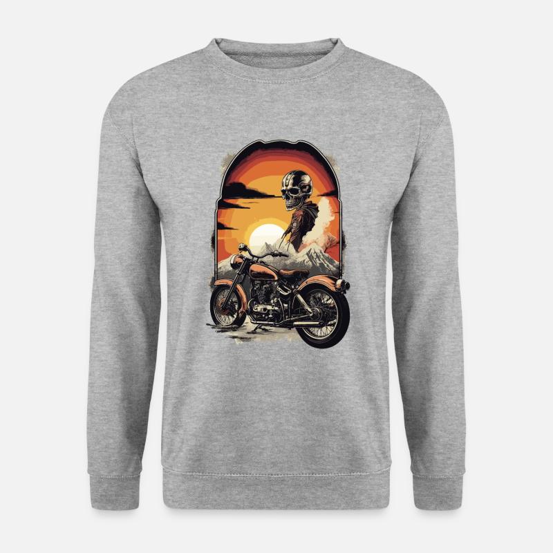 Retro Motorrad - Unisex Pullover - Weißgrau meliert