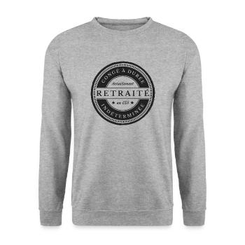 Retraité en CDI - Sweat-shirt Unisexe - gris chiné - Devant - Alina (178cm) & Michal (187cm)