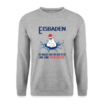 winterbader winterschwimmen pudelmütze eisbaden - Unisex Pullover - Weißgrau meliert - Vorne - Alina (178cm) & Michal (187cm)
