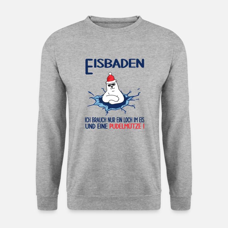 winterbader winterschwimmen pudelmütze eisbaden - Unisex Pullover - Weißgrau meliert