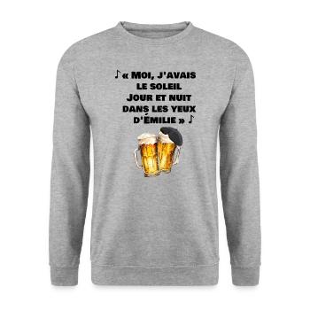 Gueuleton Rugby 3eme Mi-Temps soleil yeux emilie - Sweat-shirt Unisexe - gris chiné - Devant - Alina (178cm) & Michal (187cm)