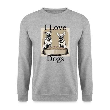 Ich liebe Hunde - Unisex Pullover - Weißgrau meliert - Vorne - Alina (178cm) & Michal (187cm)