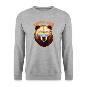 Beary Nice - Unisex Sweatshirt - salt & pepper - Front - Alina (178cm) & Michal (187cm)