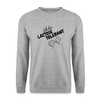 Ich bin Lactose-Tolerant Lustiger Spruch - Unisex Pullover - Weißgrau meliert - Vorne - Alina (178cm) & Michal (187cm)