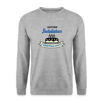 Geburtstag Installateur Installateure Handwerker - Unisex Pullover - Weißgrau meliert - Vorne - Alina (178cm) & Michal (187cm)