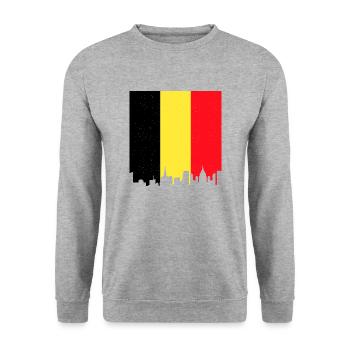 Belgium Flag Vintage Belgian Flag Distressed Look - Unisex Sweatshirt - salt & pepper - Front - Alina (178cm) & Michal (187cm)