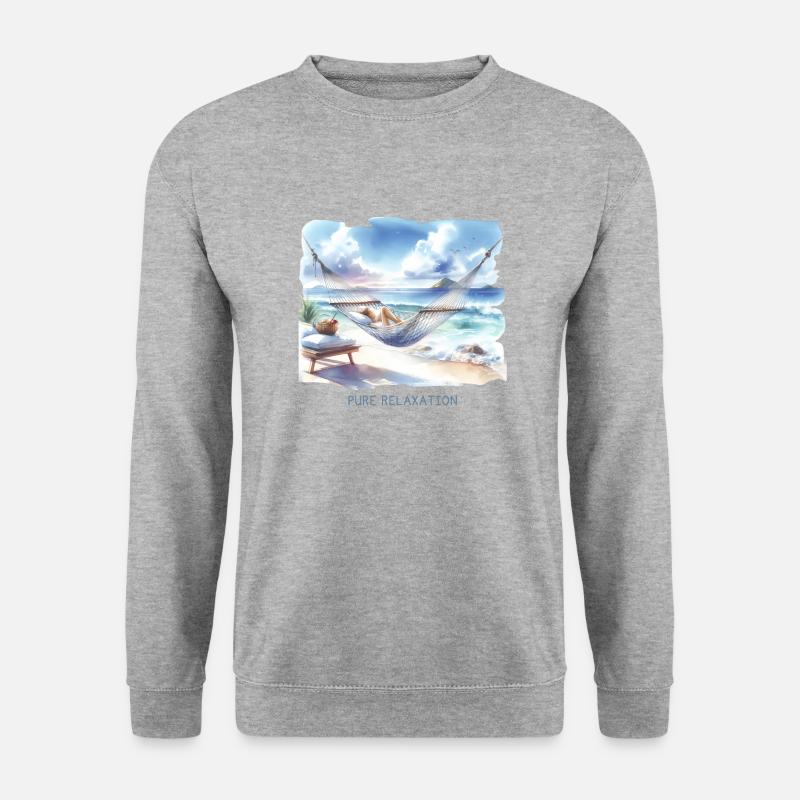 Strand-Hängematte: Ruheoase - Unisex Pullover - Weißgrau meliert