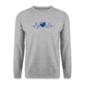 Neuseeland Puls - Unisex Pullover - Weißgrau meliert - Vorne - Alina (178cm) & Michal (187cm)