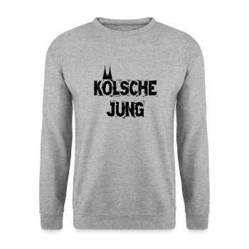 Kölsche Jung Kölner Dom Rheinland Kölle - Unisex Pullover - Weißgrau meliert - Vorne - Alina (178cm) & Michal (187cm)