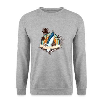 Surfboard-Design 01 - Unisex Pullover - Weißgrau meliert - Vorne - Alina (178cm) & Michal (187cm)