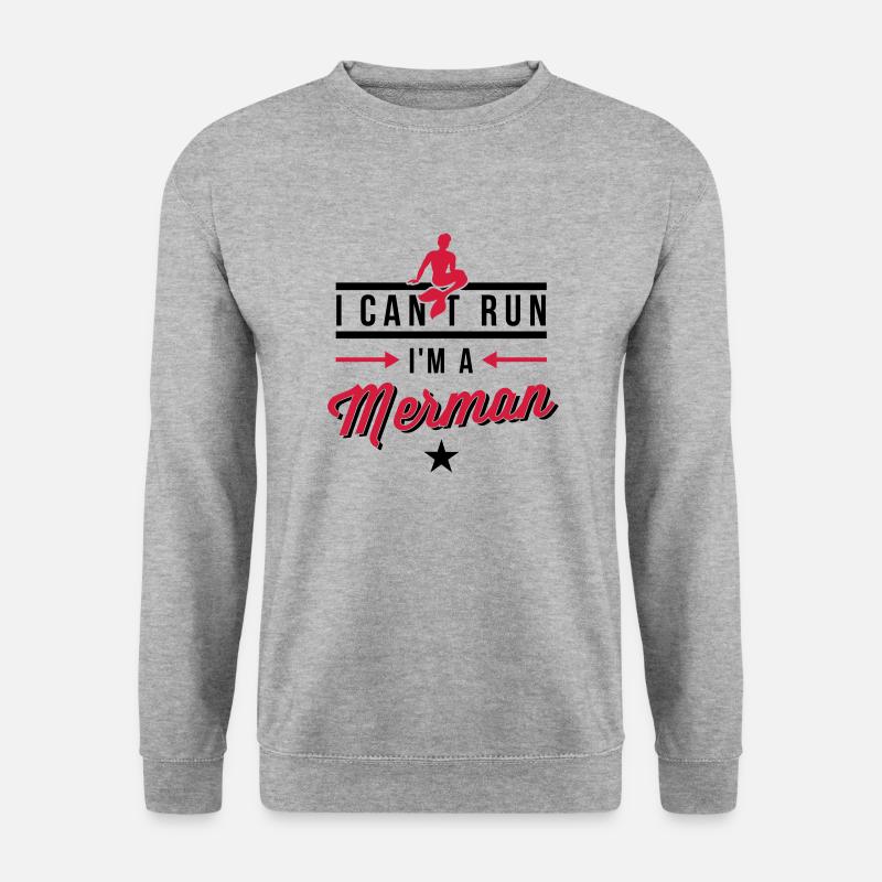 I can't run Merman 2 - Unisex Pullover - Weißgrau meliert