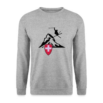 matterhorn schweiz zermatt - Unisex Pullover - Weißgrau meliert - Vorne - Alina (178cm) & Michal (187cm)