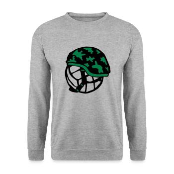 Volleyball Wasserball Ball militärischen Helm - Unisex Pullover - Weißgrau meliert - Vorne - Alina (178cm) & Michal (187cm)