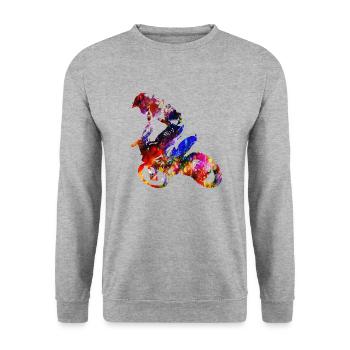 Cross 5 - Unisex Pullover - Weißgrau meliert - Vorne - Alina (178cm) & Michal (187cm)