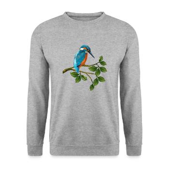 Oiseau du martin-pêcheur - Sweat-shirt Unisexe - gris chiné - Devant - Alina (178cm) & Michal (187cm)