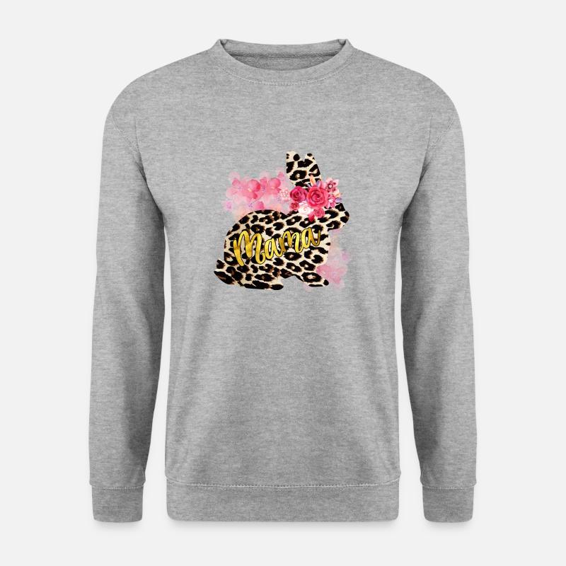 Mama leopard kaninchen - Unisex Pullover - Weißgrau meliert