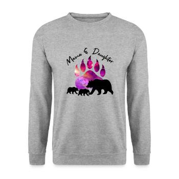 Mutter und Tochter Bär - Unisex Pullover - Weißgrau meliert - Vorne - Alina (178cm) & Michal (187cm)