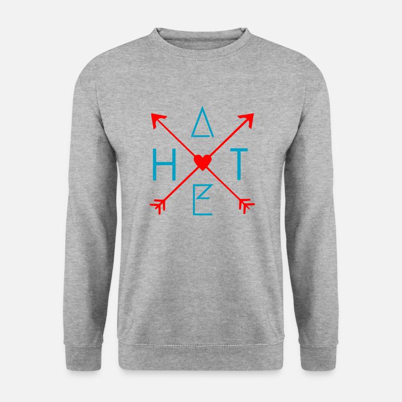 Love Hate - Unisex Pullover - Weißgrau meliert
