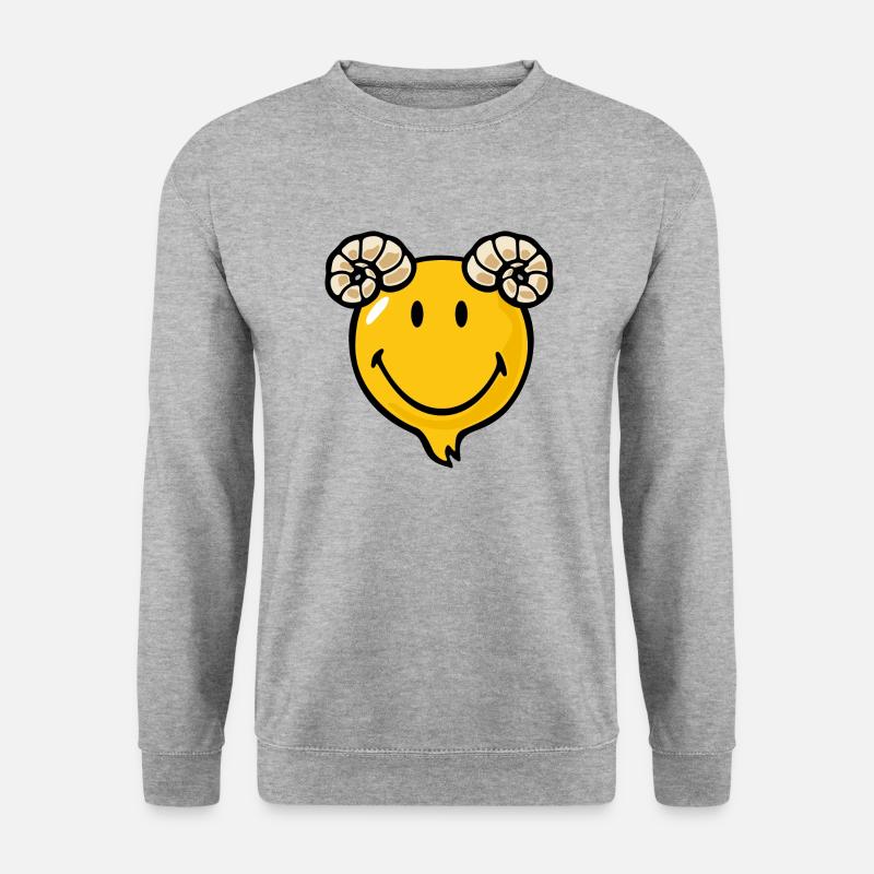 Smiley Ram - Unisex Pullover - Weißgrau meliert