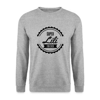 super lili naissance prénom noël anniversaire - Sweat-shirt Unisexe - gris chiné - Devant - Alina (178cm) & Michal (187cm)