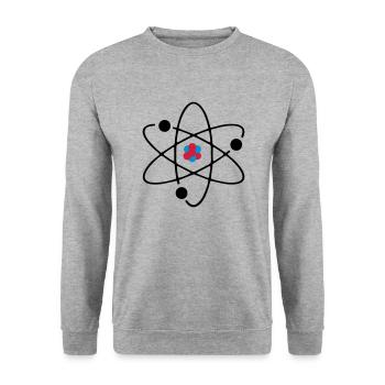 Atom 3farbig - Unisex Pullover - Weißgrau meliert - Vorne - Alina (178cm) & Michal (187cm)