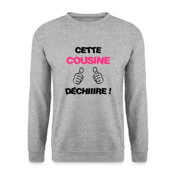 Onkel / Tante / Vetter / Cousin / Kusine - Unisex Pullover - Weißgrau meliert - Vorne - Alina (178cm) & Michal (187cm)