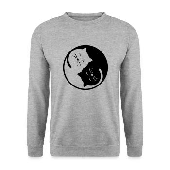 cat - Unisex Sweatshirt - salt & pepper - Front - Alina (178cm) & Michal (187cm)