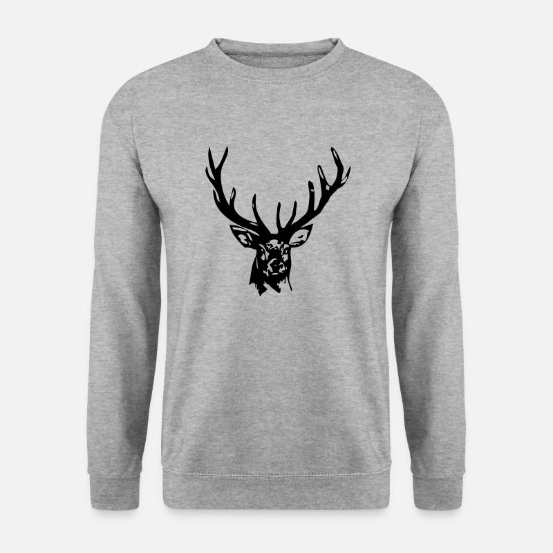 Hirsch - Deer - Unisex Pullover - Weißgrau meliert