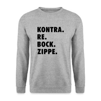 SKAT – KONTRA, RE, BOCK Kartenspiel Trumpf Bube v - Unisex Pullover - Weißgrau meliert - Vorne - Alina (178cm) & Michal (187cm)