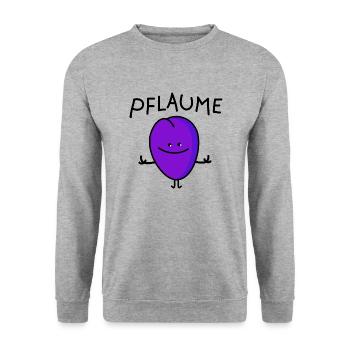 lustige Pflaume - Unisex Pullover - Weißgrau meliert - Vorne - Alina (178cm) & Michal (187cm)